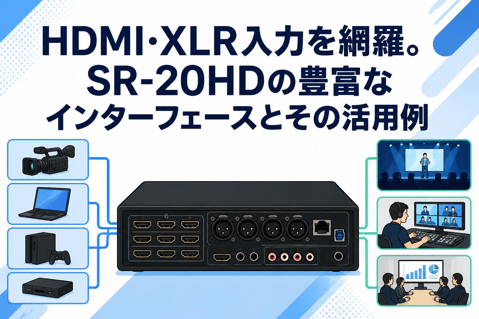 HDMI・XLR入力を網羅。SR-20HDの豊富なインターフェースとその活用例