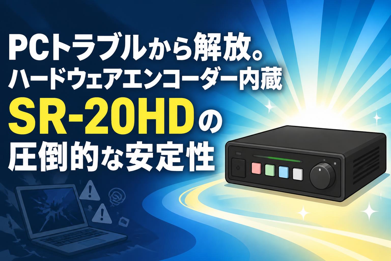 PCトラブルから解放。ハードウェアエンコーダー内蔵SR-20HDの圧倒的な安定性