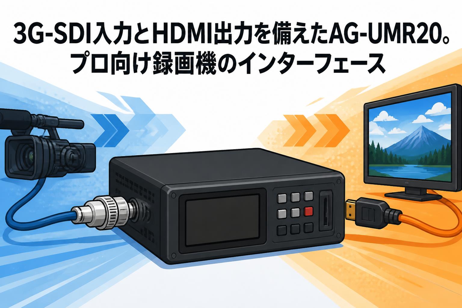 3G-SDI入力とHDMI出力を備えたAG-UMR20。プロ向け録画機のインターフェース