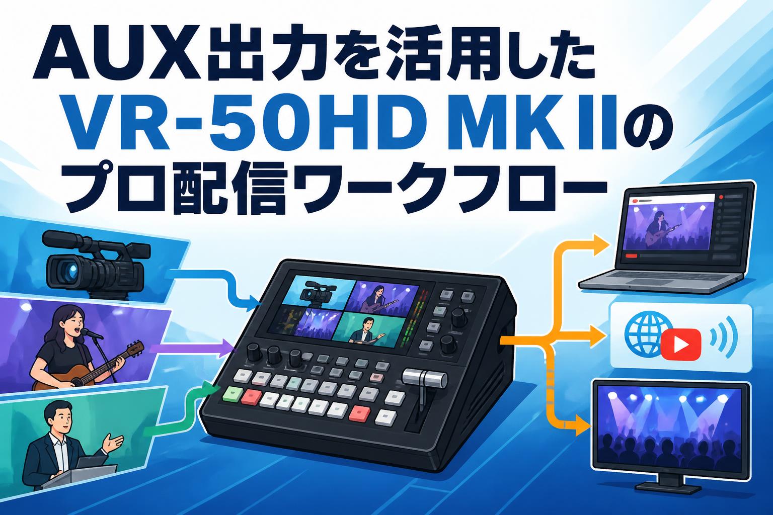 AUX出力を活用したVR-50HD MK IIのプロ配信ワークフロー