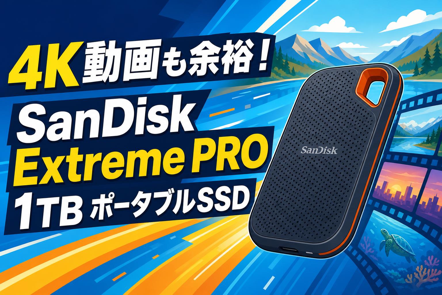 4K動画も余裕！SanDisk Extreme PRO 1TB ポータブルSSD