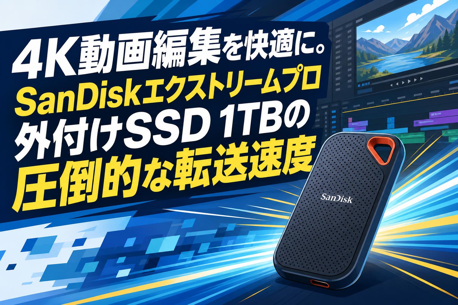4K動画編集を快適に。SanDiskエクストリームプロ外付けSSD 1TBの圧倒的な転送速度