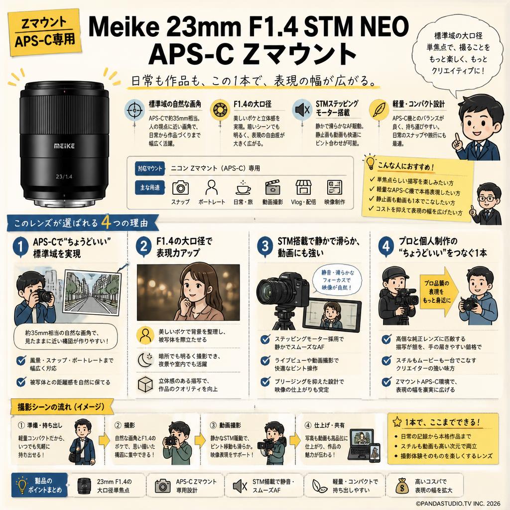 Meike 23mm F1.4 STM NEO APS-C Zマウント 概要