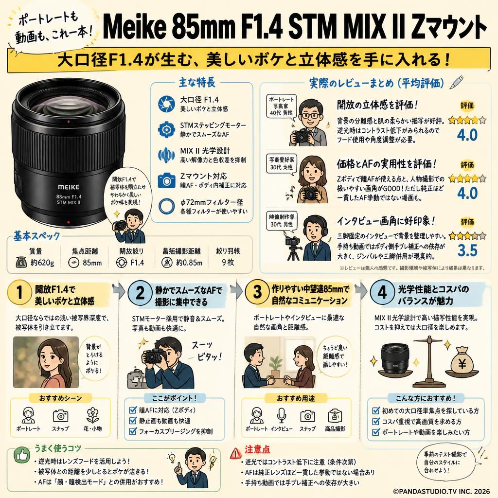 Meike 85mm F1.4 STM MIX II Zマウント インターネット上のお客様の声（評判）