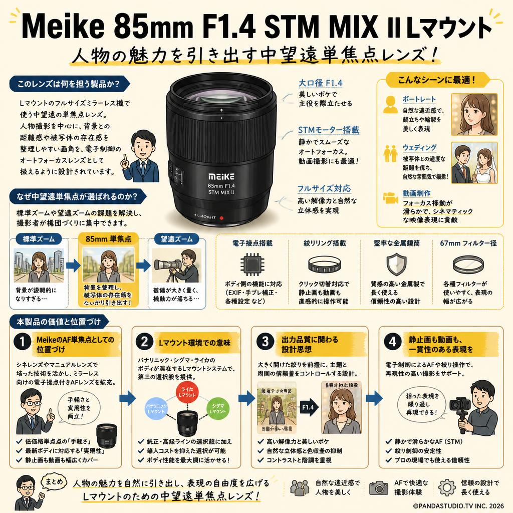 Meike 85mm F1.4 STM MIX II Lマウント 概要