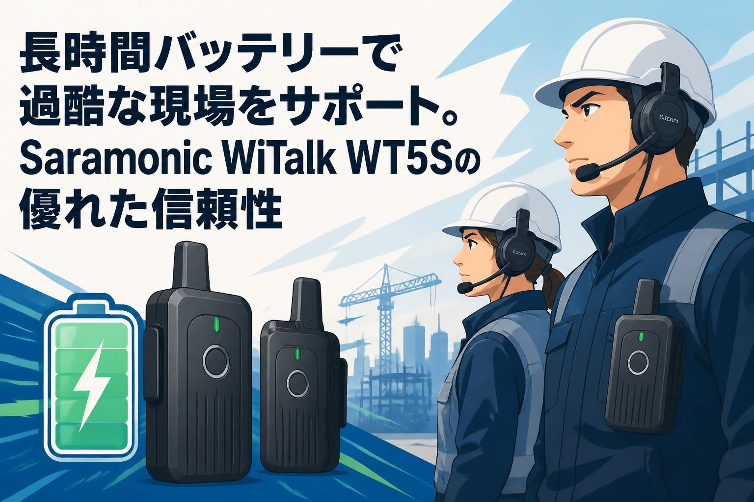 長時間バッテリーで過酷な現場をサポート。Saramonic WiTalk WT5Sの優れた信頼性