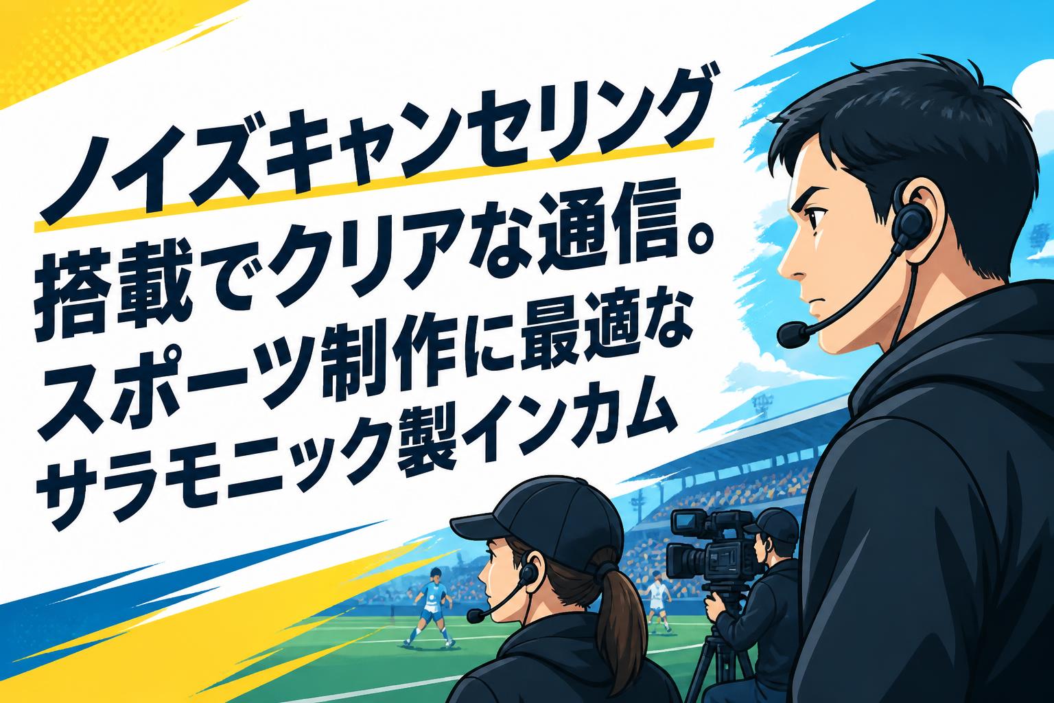 ノイズキャンセリング搭載でクリアな通信。スポーツ制作に最適なサラモニック製インカム