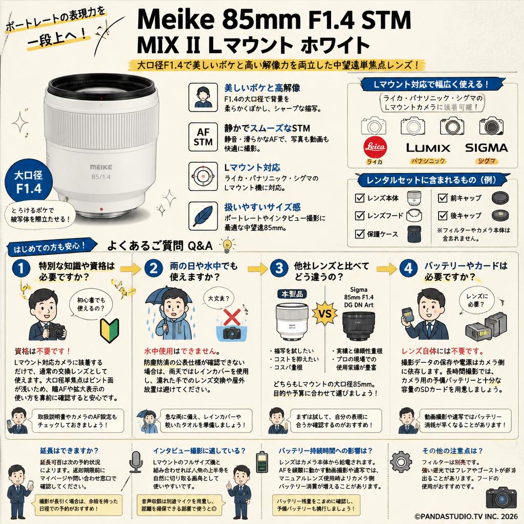 Meike 85mm F1.4 STM MIX II Lマウント ホワイト FAQ（よくある質問と答え）