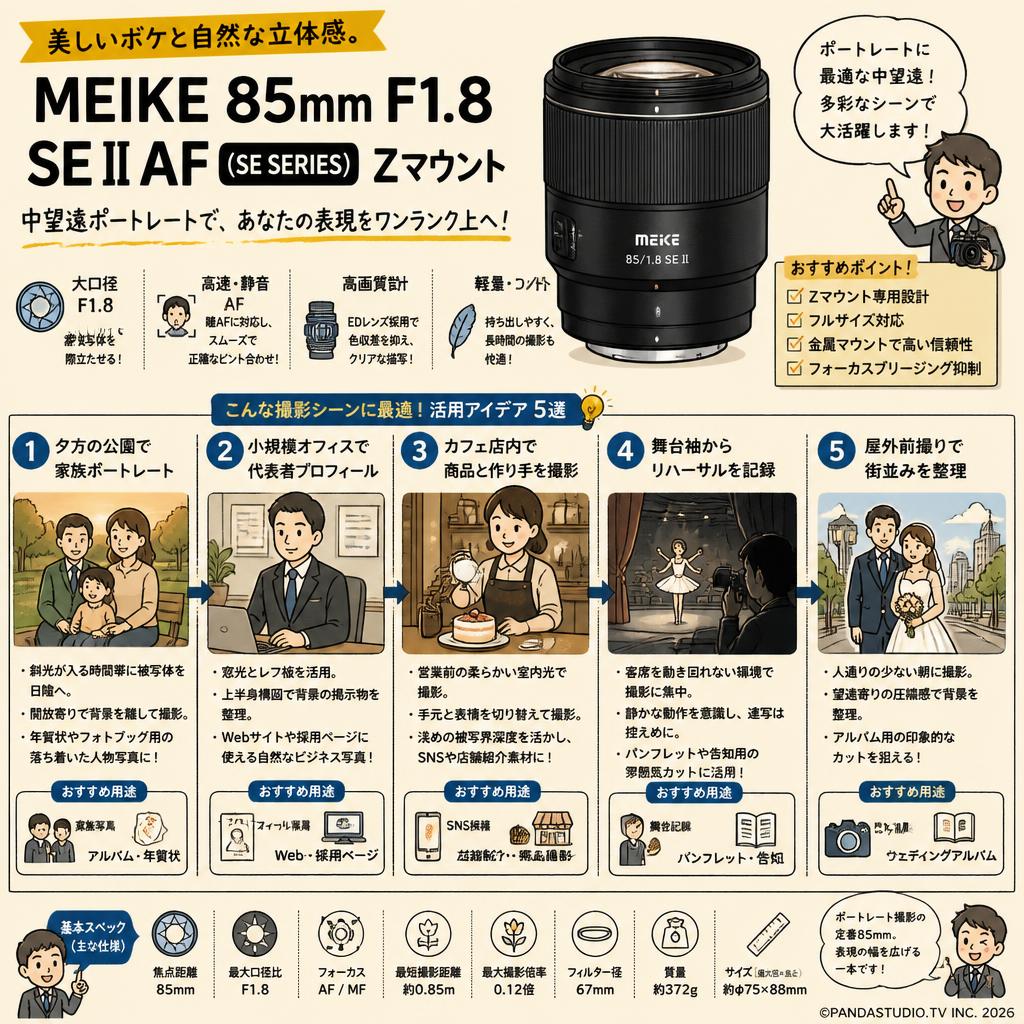Meike 85mm F1.8 SE II AF (SE SERIES) Zマウント 用途