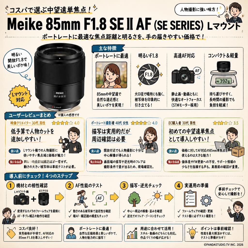 Meike 85mm F1.8 SE II AF (SE SERIES)  Lマウント インターネット上のお客様の声（評判）
