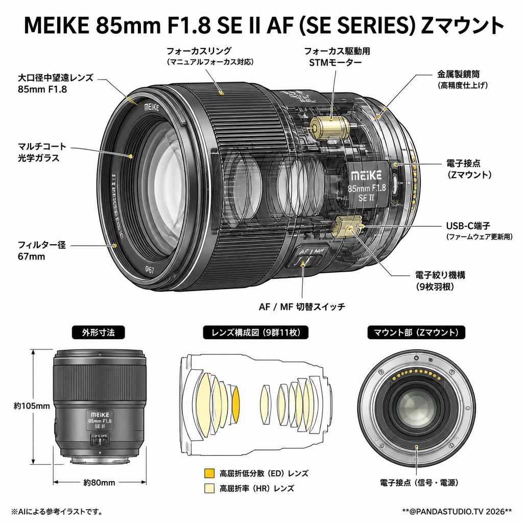 Meike 85mm F1.8 SE II AF (SE SERIES) Zマウント スペック