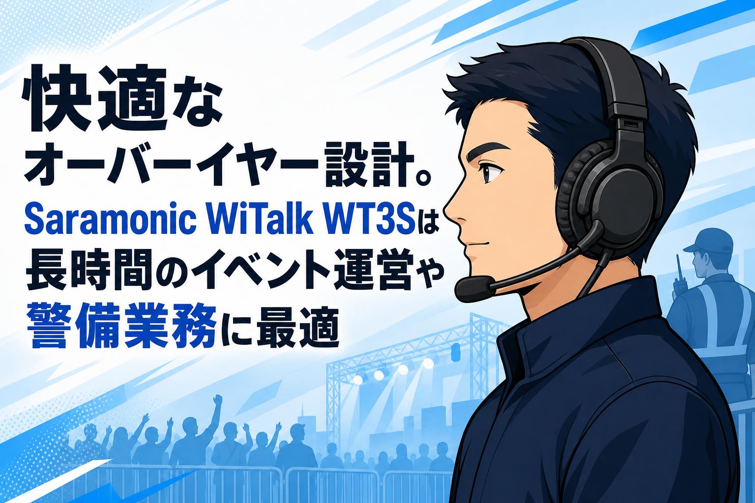 快適なオーバーイヤー設計。Saramonic WiTalk WT3Sは長時間のイベント運営や警備業務に最適