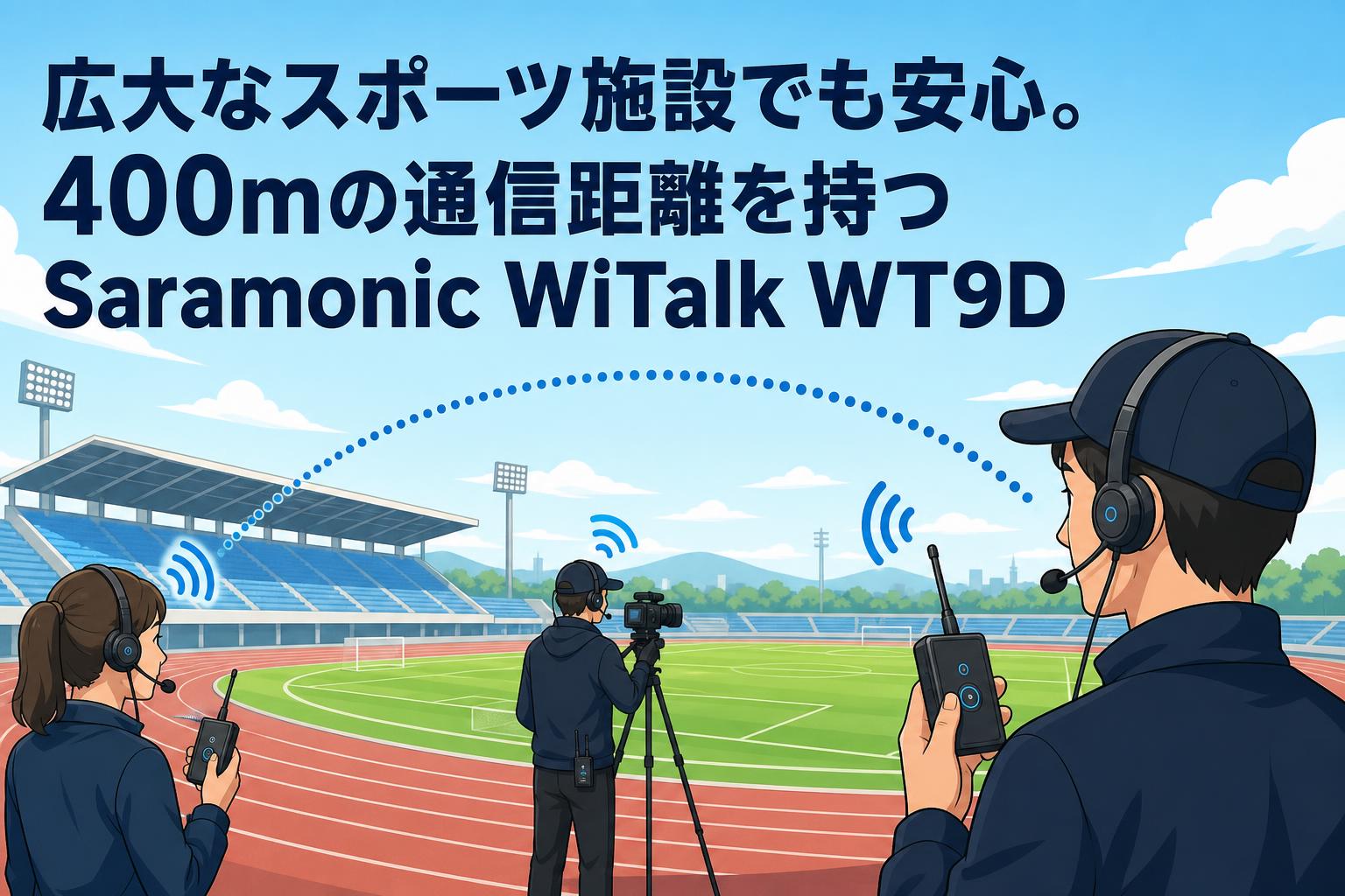 広大なスポーツ施設でも安心。400mの通信距離を持つSaramonic WiTalk WT9D