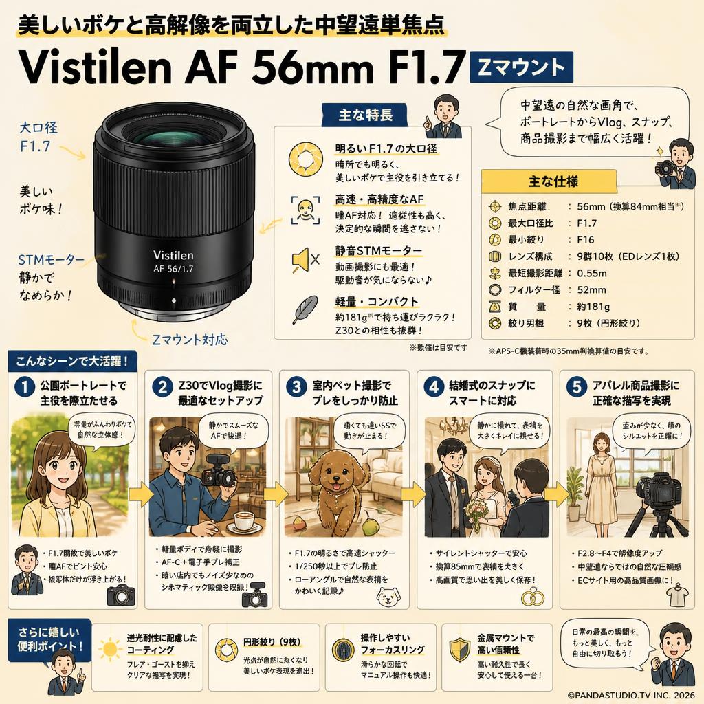 Vistilen AF 56mm F1.7 Zマウント 用途