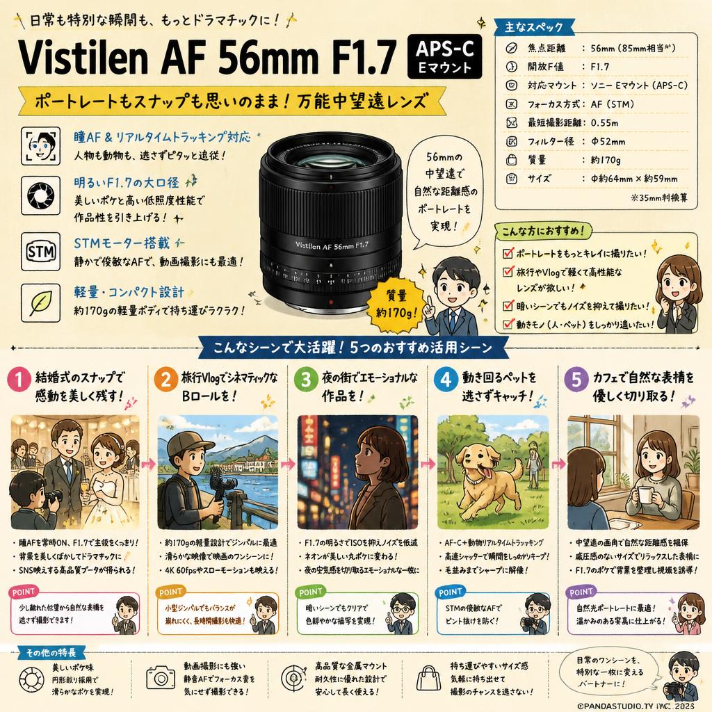 Vistilen AF 56mm F1.7 APS-C Eマウント 用途