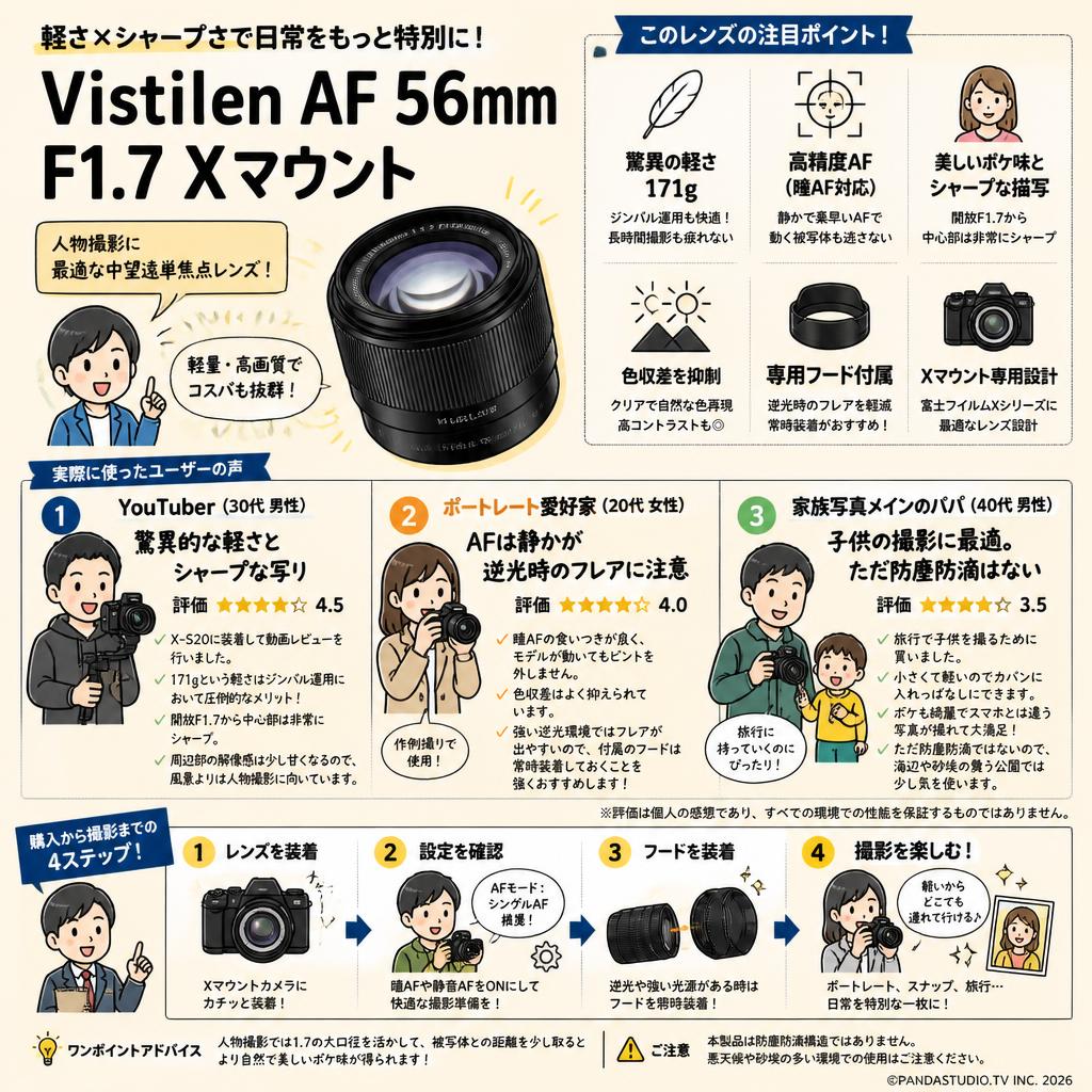 Vistilen AF 56mm F1.7 Xマウント インターネット上のお客様の声（評判）
