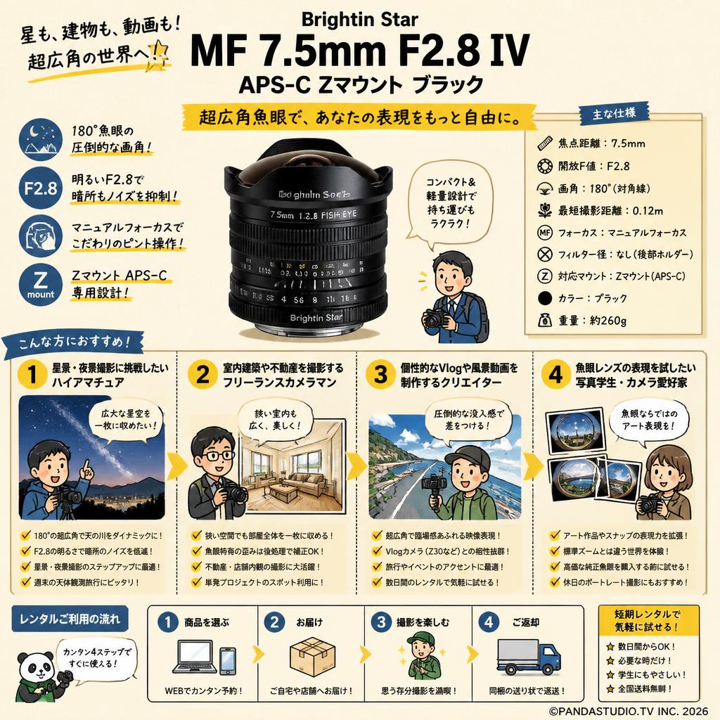 Brightin Star MF 7.5mm F2.8 IV APS-C Zマウント ブラック おもな対象のお客様