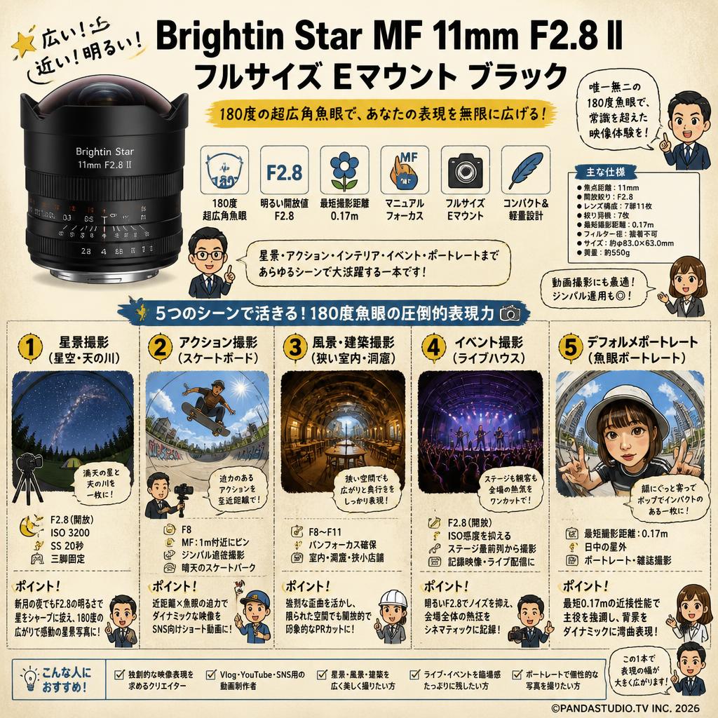 Brightin Star MF 11mm F2.8 II フルサイズ Eマウント ブラック 用途
