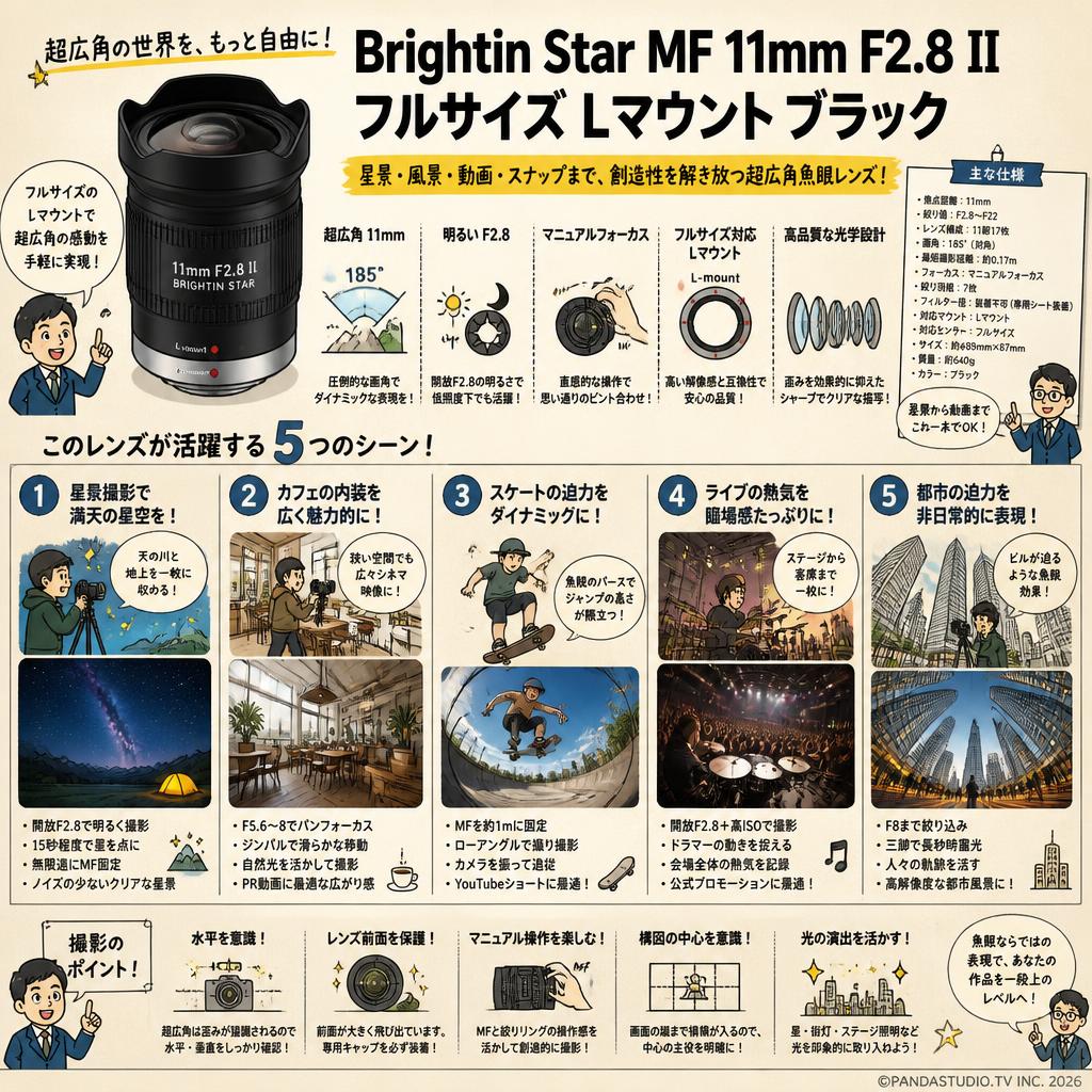 Brightin Star MF 11mm F2.8 II フルサイズ Lマウント ブラック 用途
