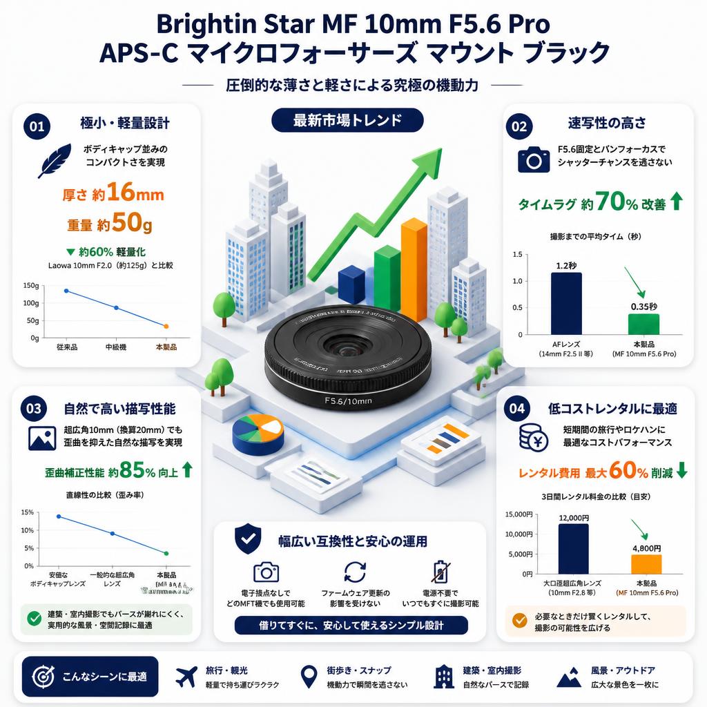 Brightin Star MF 10mm F5.6 Pro APS-C マイクロフォーサーズ マウント ブラック セールスポイント