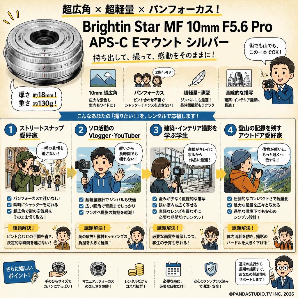 Brightin Star MF 10mm F5.6 Pro APS-C Eマウント シルバー おもな対象のお客様