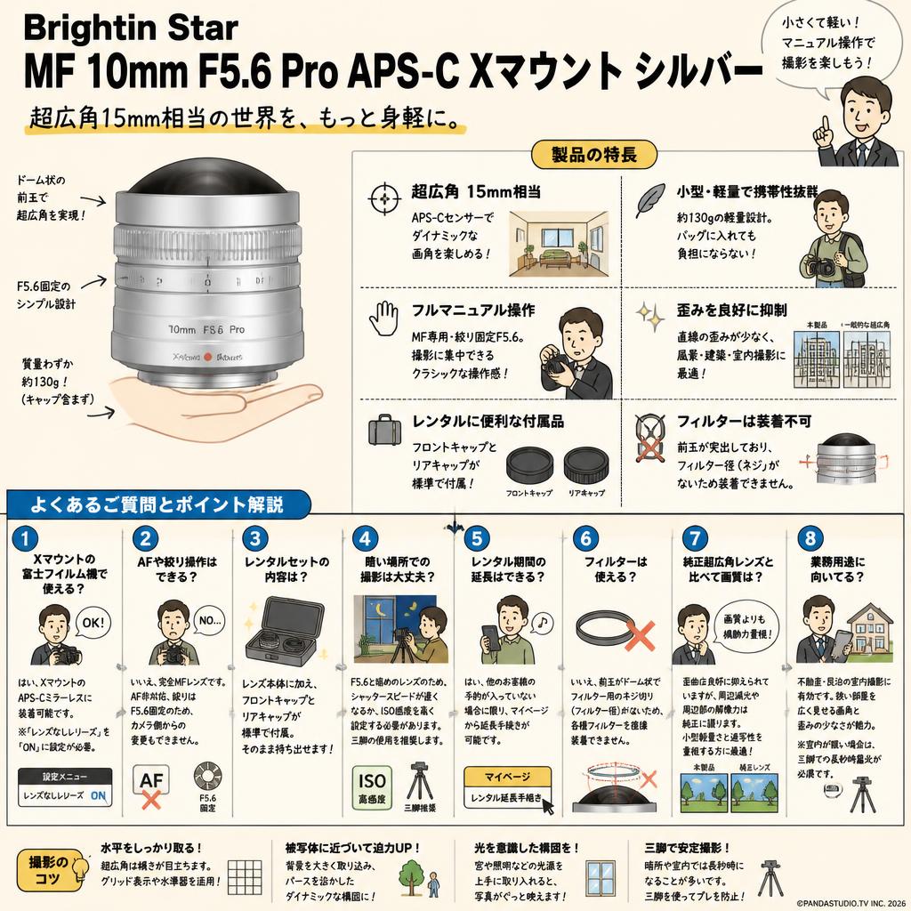 Brightin Star MF 10mm F5.6 Pro APS-C Xマウント シルバー FAQ（よくある質問と答え）
