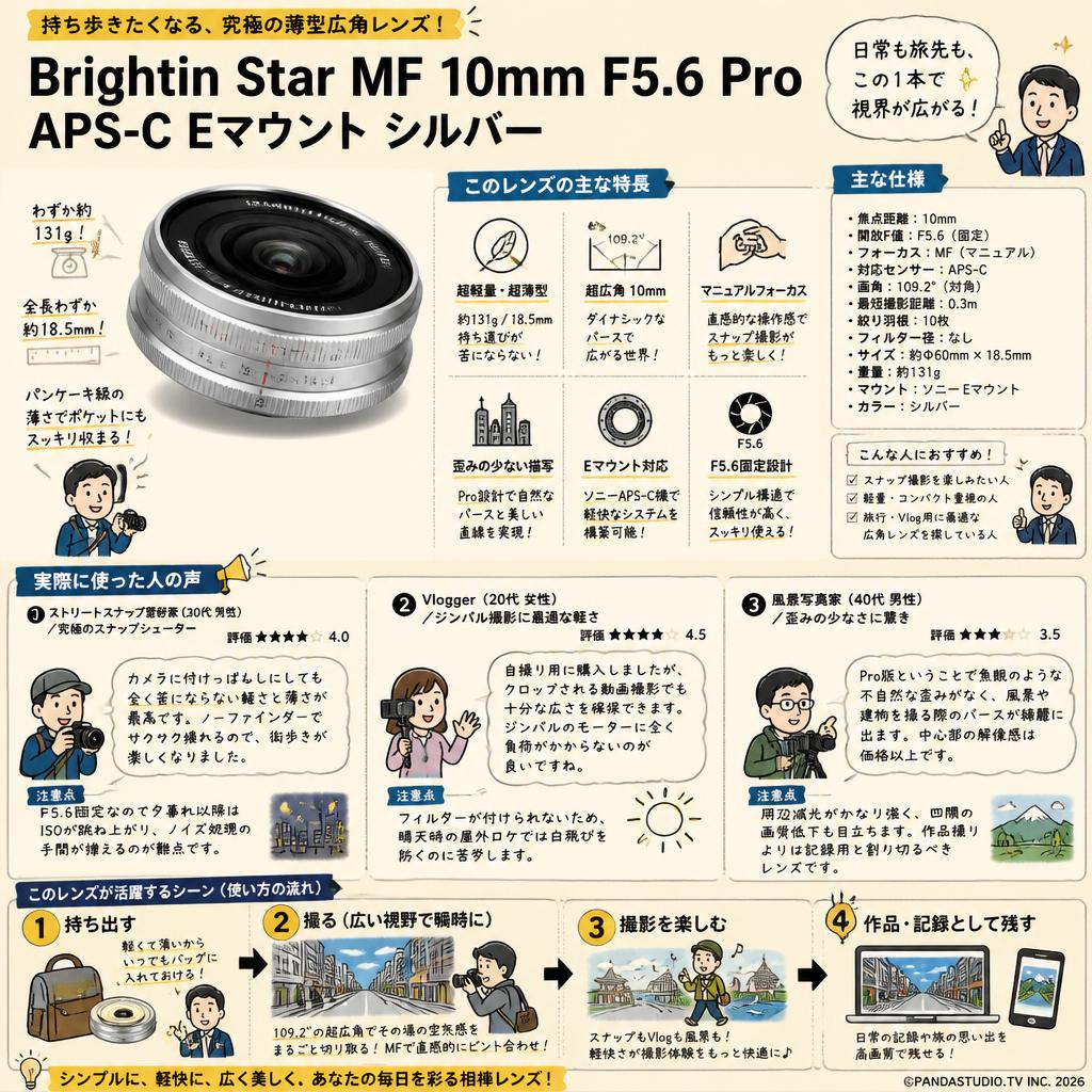 Brightin Star MF 10mm F5.6 Pro APS-C Eマウント シルバー インターネット上のお客様の声（評判）