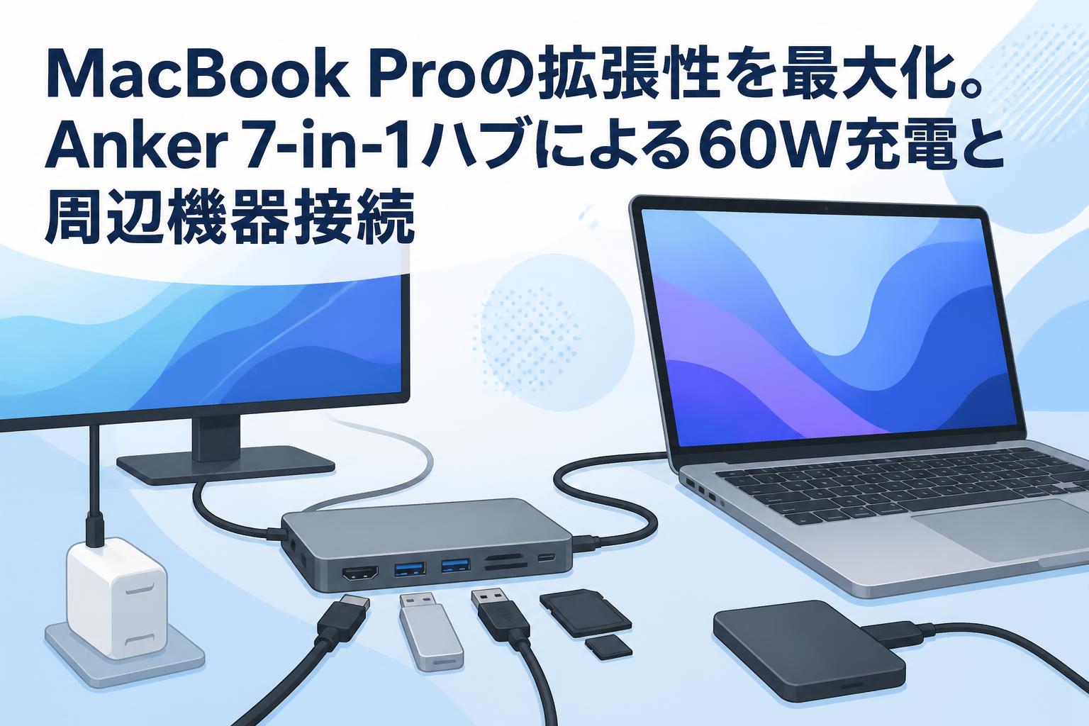 MacBook Proの拡張性を最大化。Anker 7-in-1ハブによる60W充電と周辺機器接続