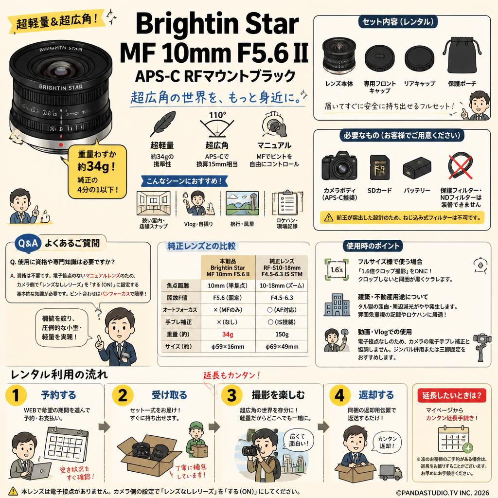 Brightin Star MF 10mm F5.6 II APS-C RFマウントブラック FAQ（よくある質問と答え）