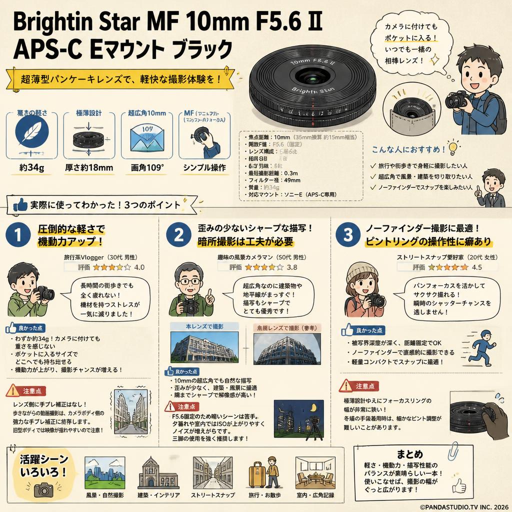 Brightin Star MF 10mm F5.6 II APS-C Eマウント ブラック インターネット上のお客様の声（評判）