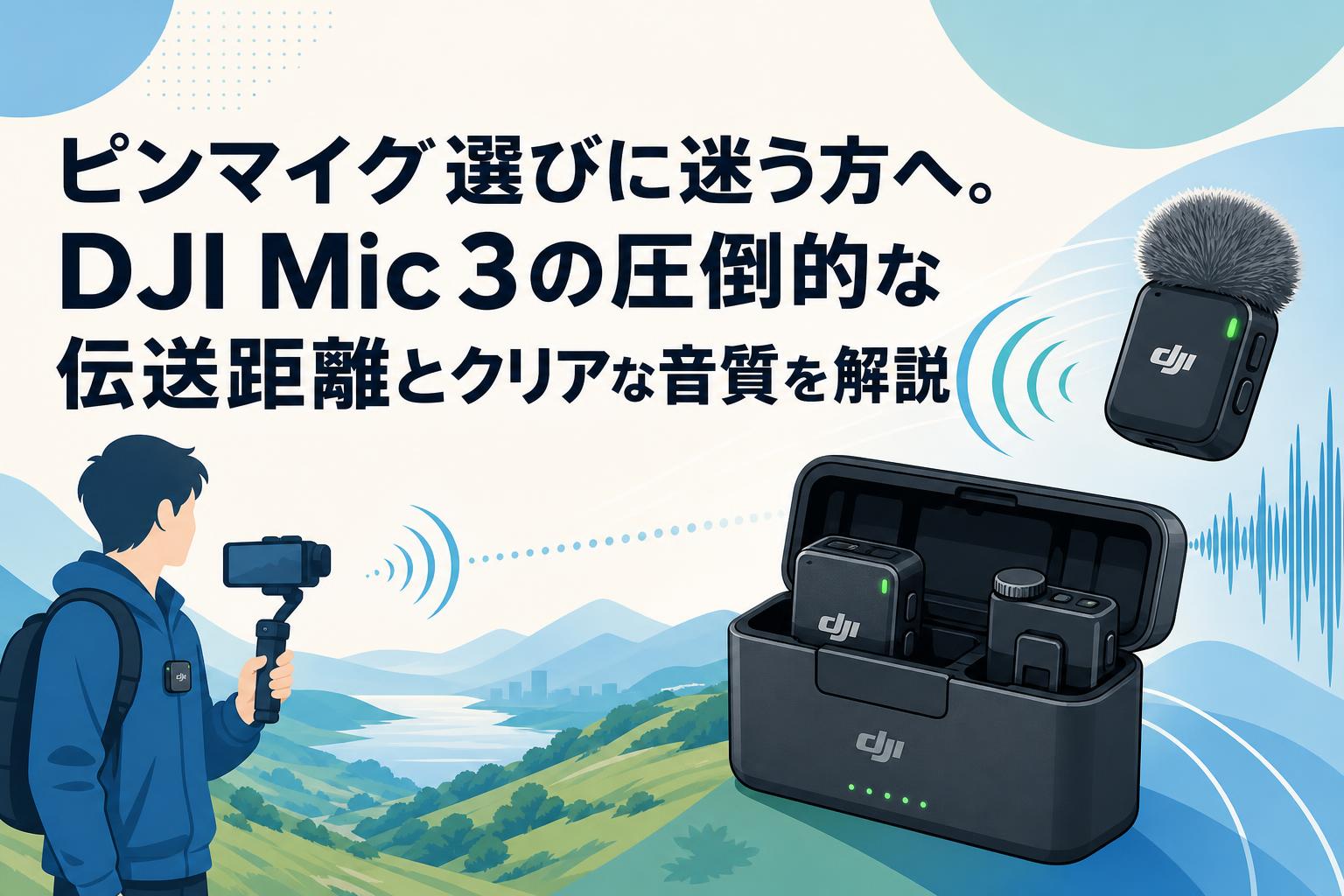 ピンマイク選びに迷う方へ。DJI Mic 3の圧倒的な伝送距離とクリアな音質を解説