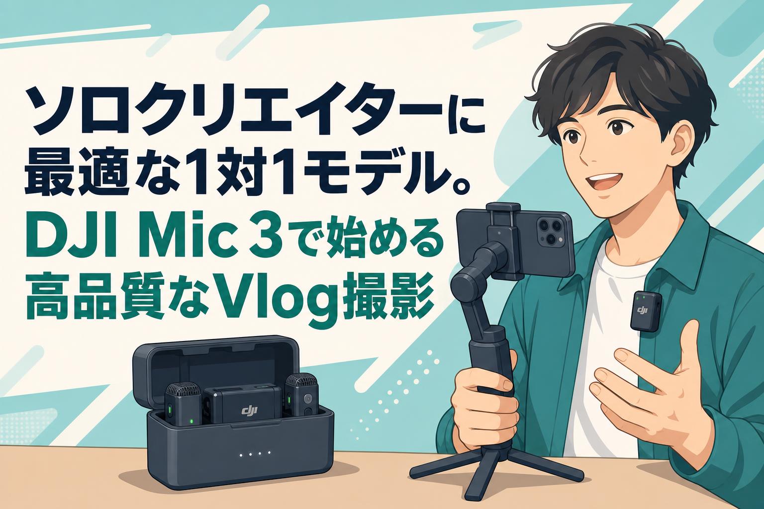 ソロクリエイターに最適な1対1モデル。DJI Mic 3で始める高品質なVlog撮影