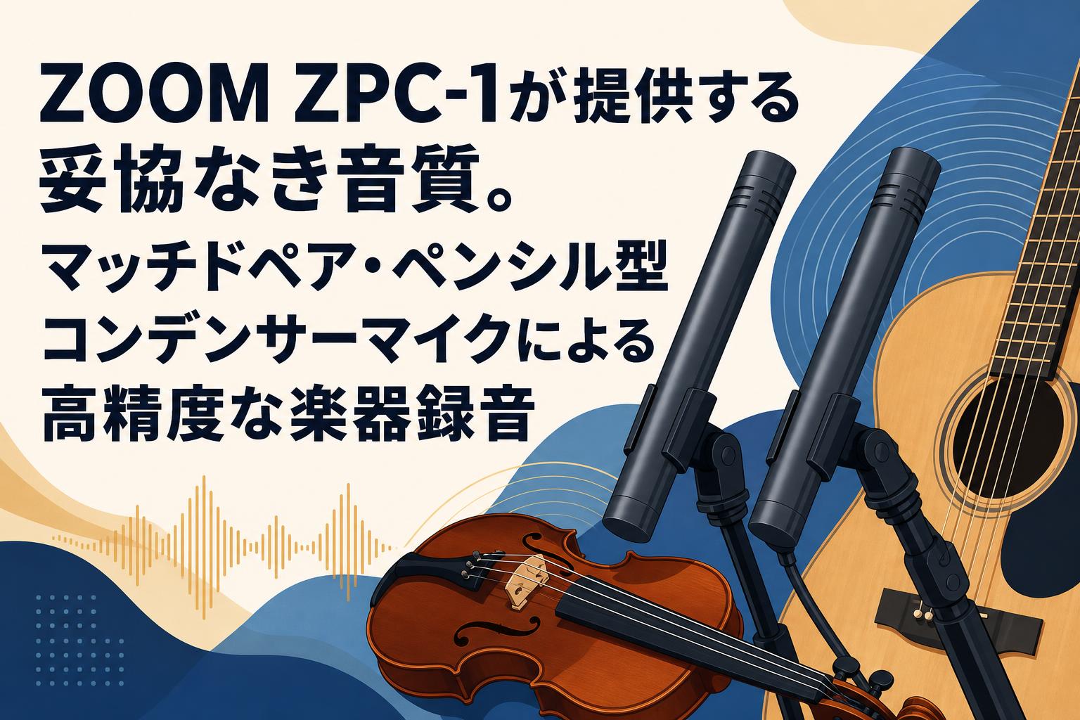 ZOOM ZPC-1が提供する妥協なき音質。マッチドペア・ペンシル型コンデンサーマイクによる高精度な楽器録音