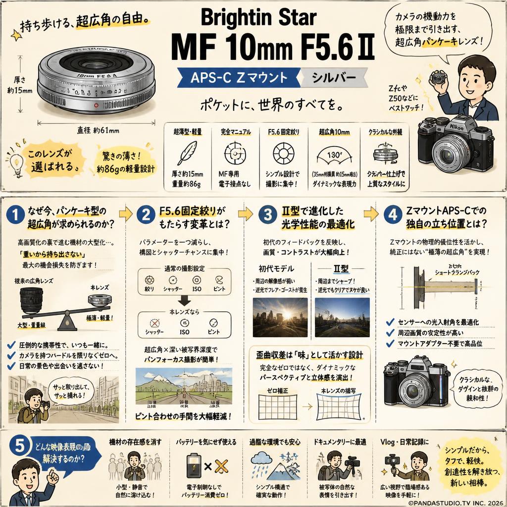 Brightin Star MF 10mm F5.6 II APS-C Zマウント シルバー 概要