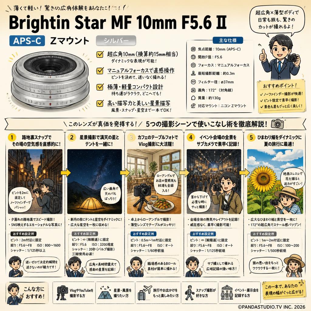 Brightin Star MF 10mm F5.6 II APS-C Zマウント シルバー 用途