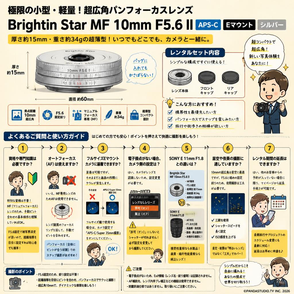 Brightin Star MF 10mm F5.6 II APS-C Eマウント シルバー FAQ（よくある質問と答え）