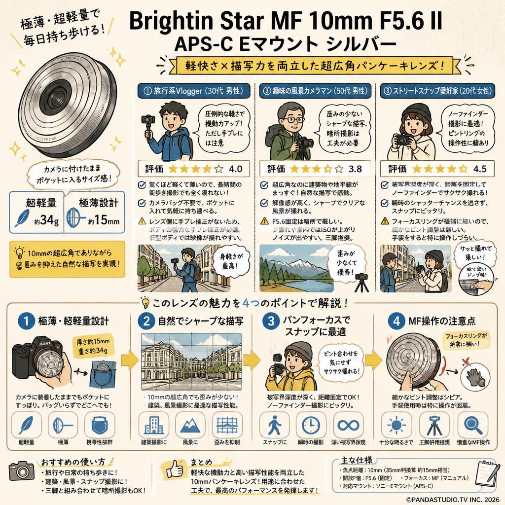 Brightin Star MF 10mm F5.6 II APS-C Eマウント シルバー インターネット上のお客様の声（評判）