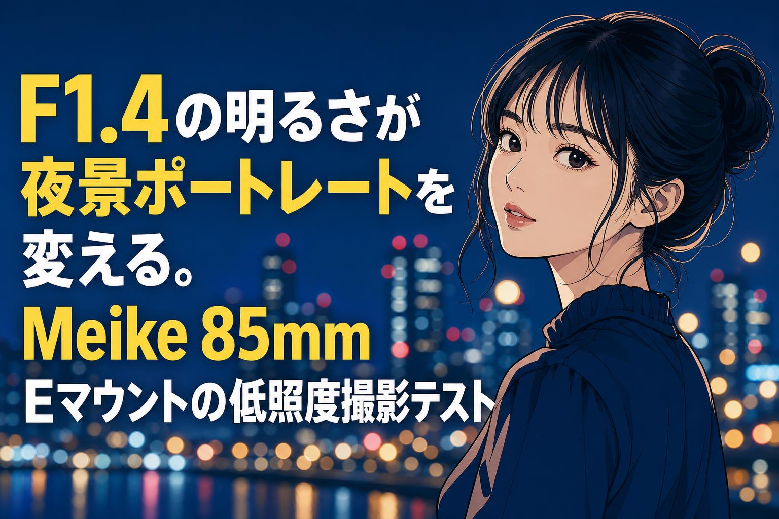 F1.4の明るさが夜景ポートレートを変える。Meike 85mm Eマウントの低照度撮影テスト