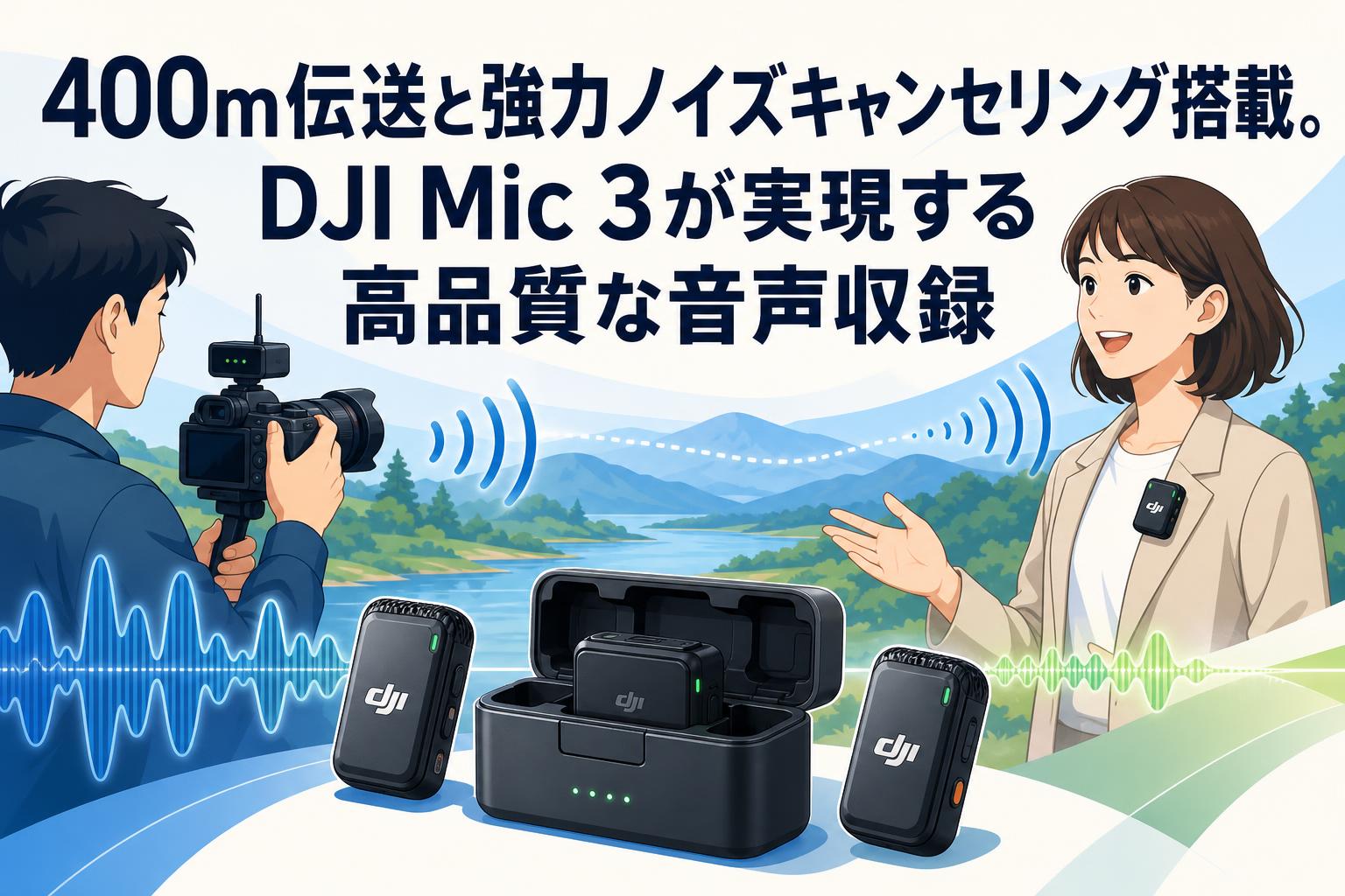 400m伝送と強力ノイズキャンセリング搭載。DJI Mic 3が実現する高品質な音声収録