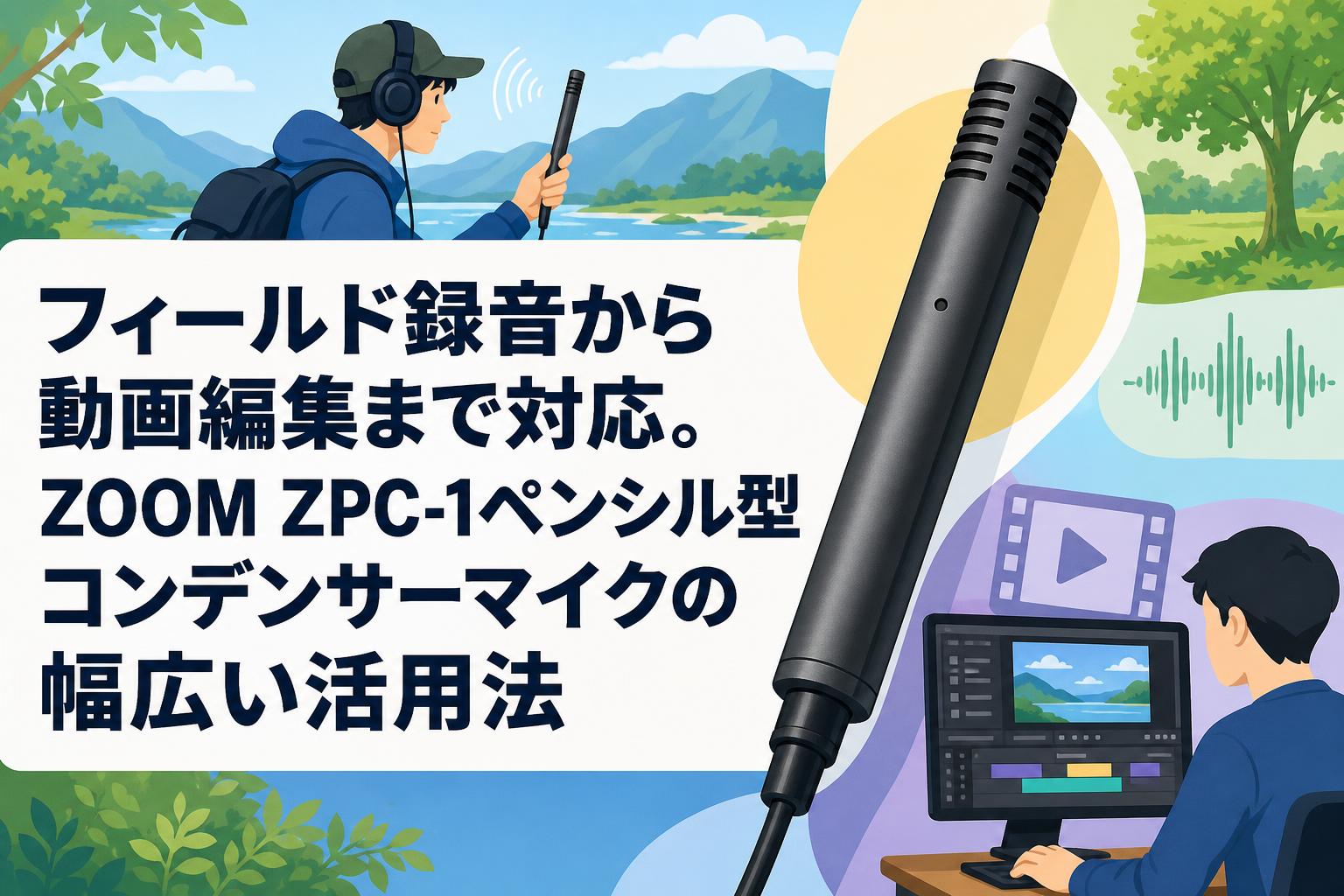 フィールド録音から動画編集まで対応。ZOOM ZPC-1ペンシル型コンデンサーマイクの幅広い活用法
