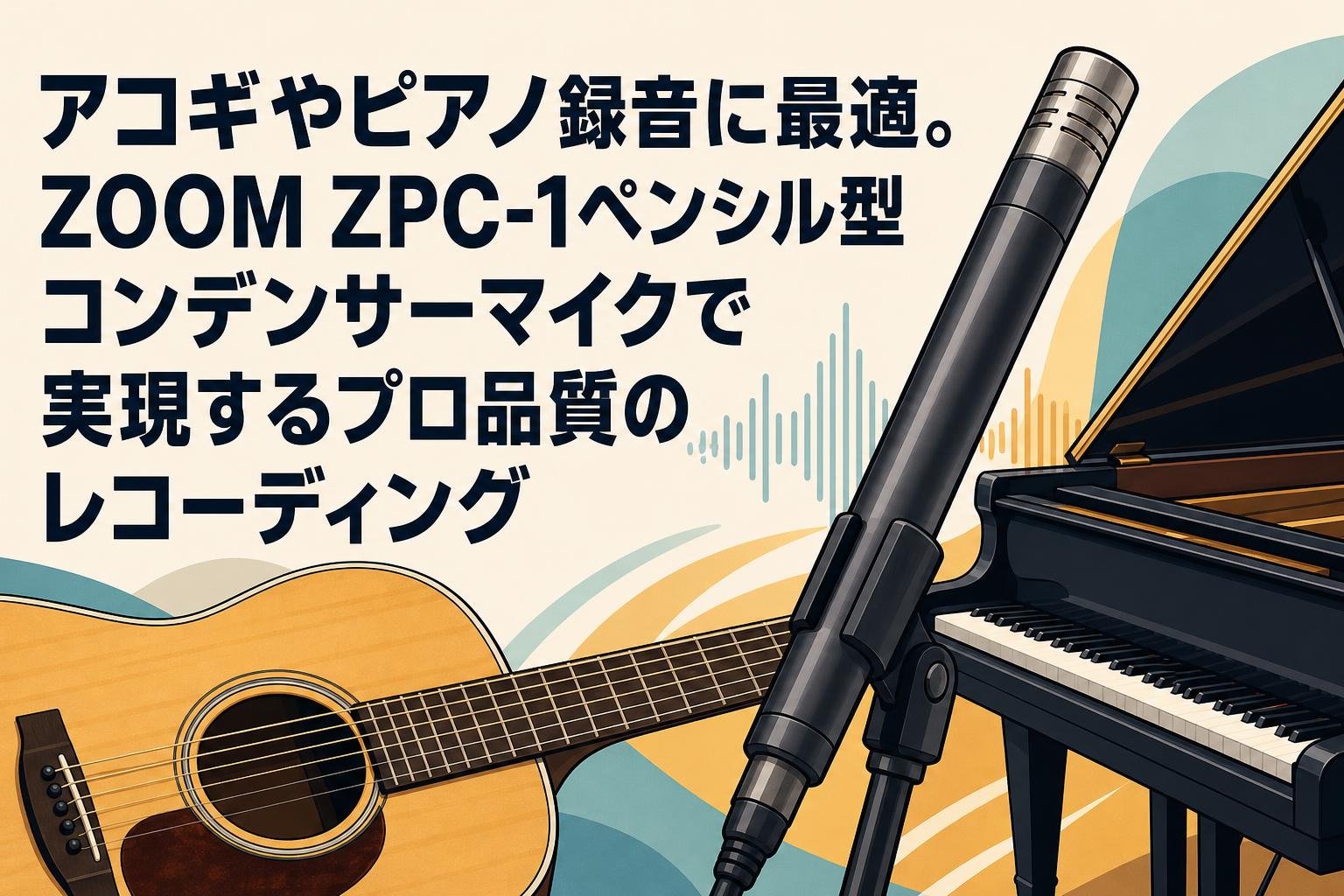アコギやピアノ録音に最適。ZOOM ZPC-1ペンシル型コンデンサーマイクで実現するプロ品質のレコーディング