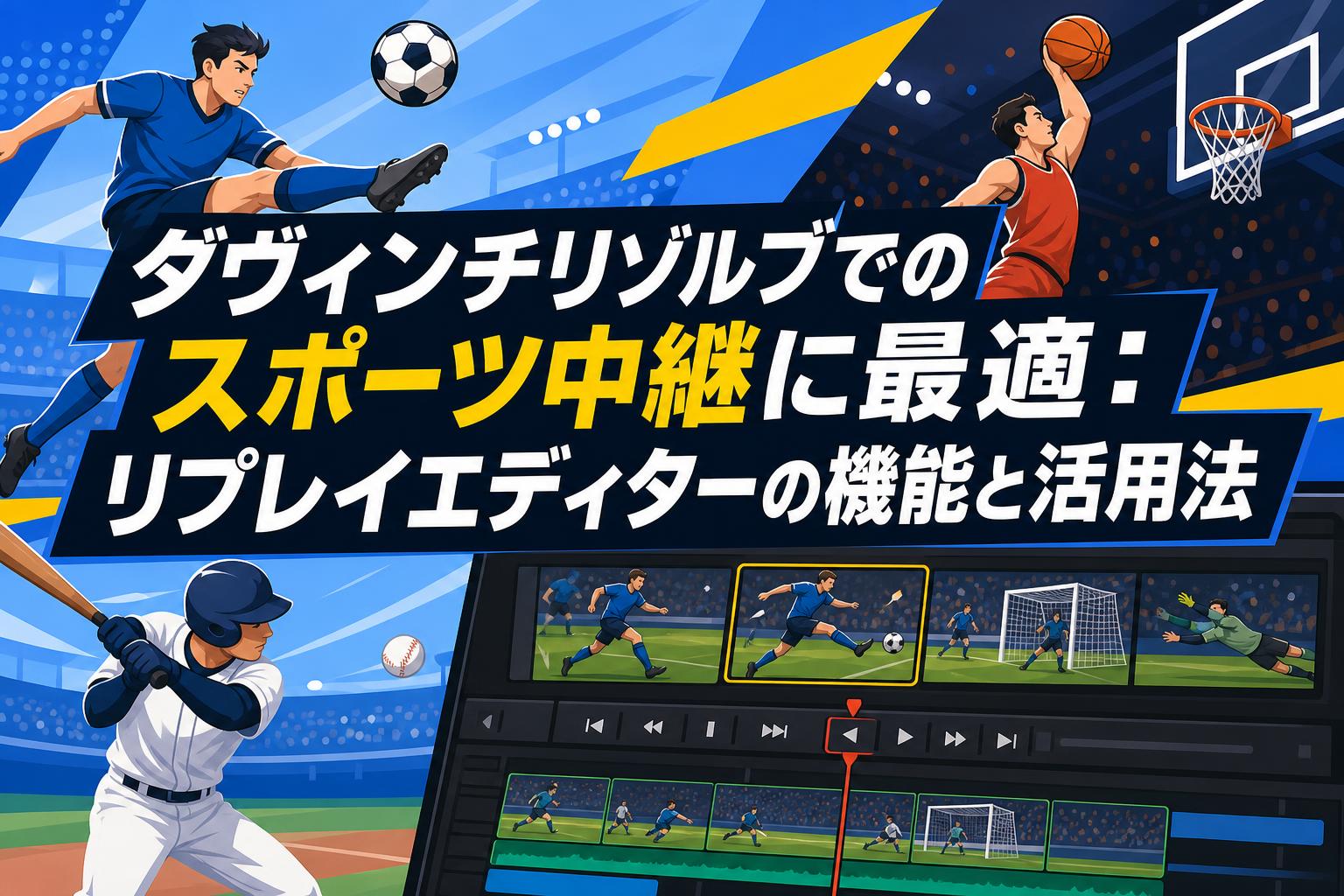 ダヴィンチリゾルブでのスポーツ中継に最適：リプレイエディターの機能と活用法