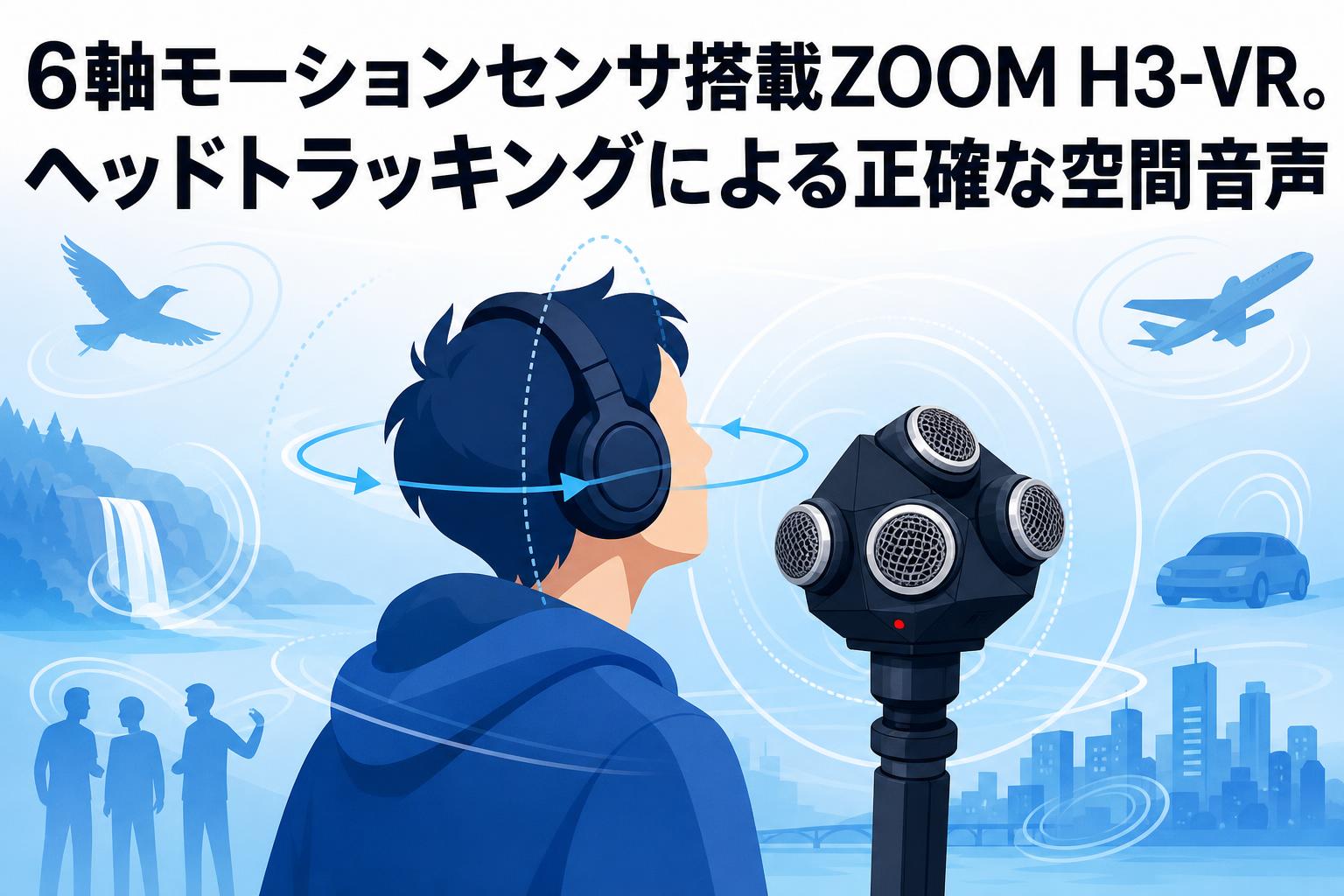 6軸モーションセンサ搭載ZOOM H3-VR。ヘッドトラッキングによる正確な空間音声