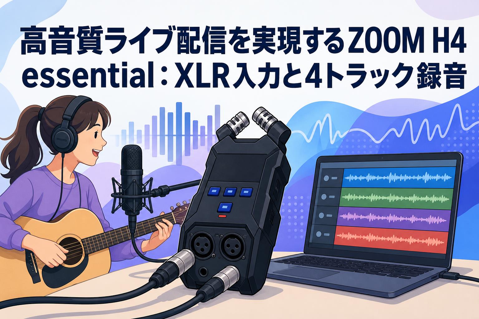 高音質ライブ配信を実現するZOOM H4 essential：XLR入力と4トラック録音