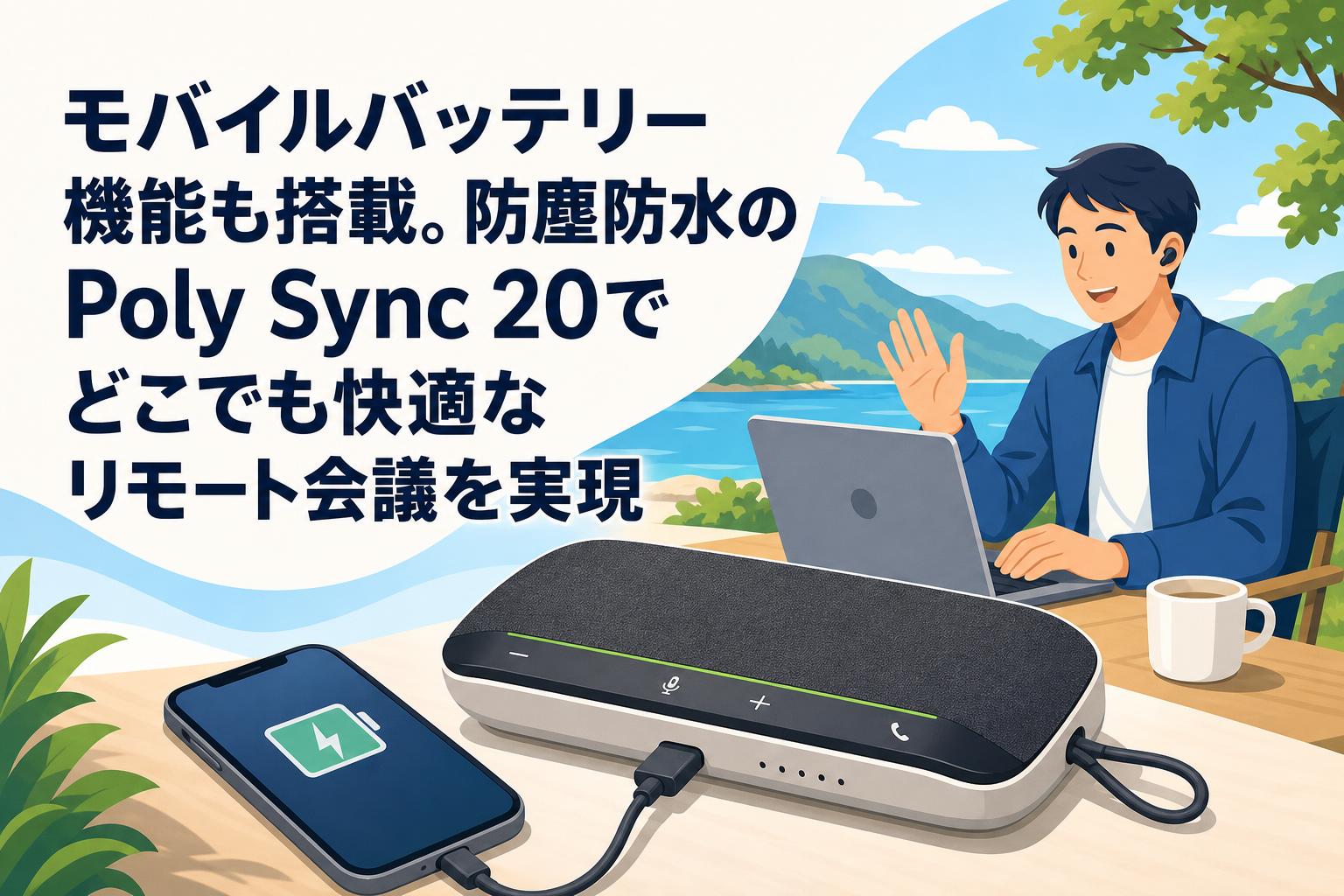 モバイルバッテリー機能も搭載。防塵防水のPoly Sync 20でどこでも快適なリモート会議を実現