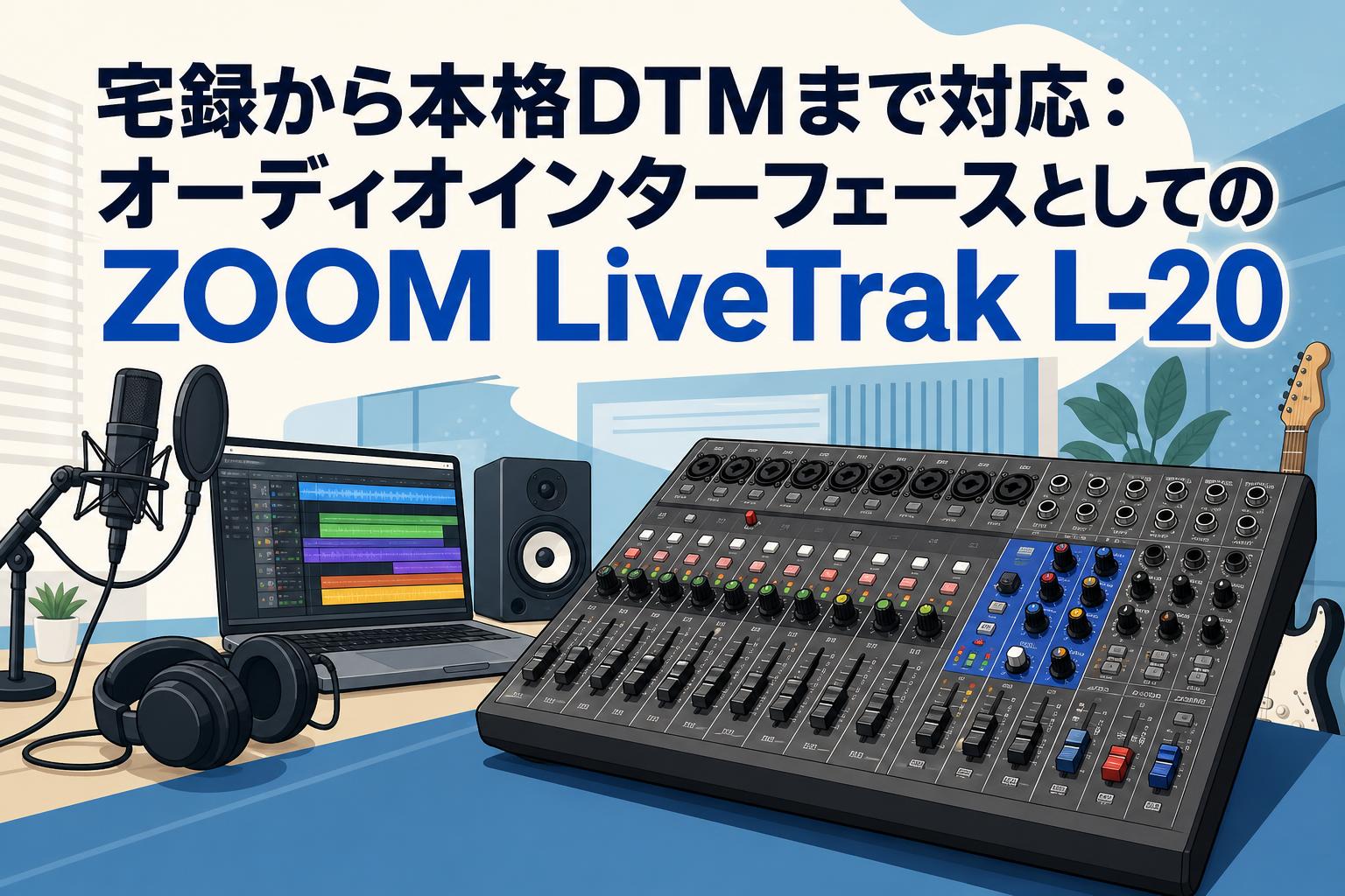 宅録から本格DTMまで対応：オーディオインターフェースとしてのZOOM LiveTrak L-20