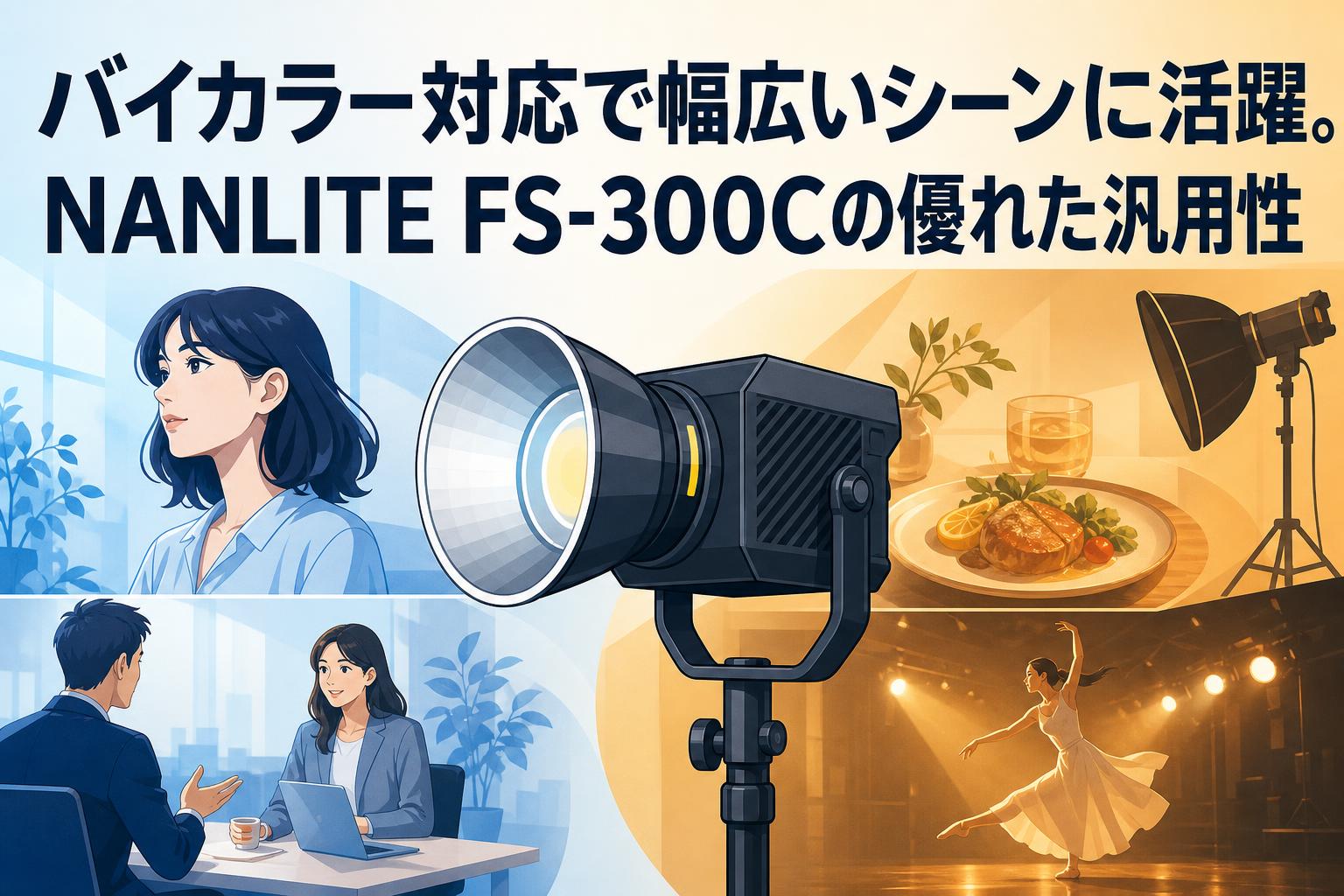 バイカラー対応で幅広いシーンに活躍。NANLITE FS-300Cの優れた汎用性