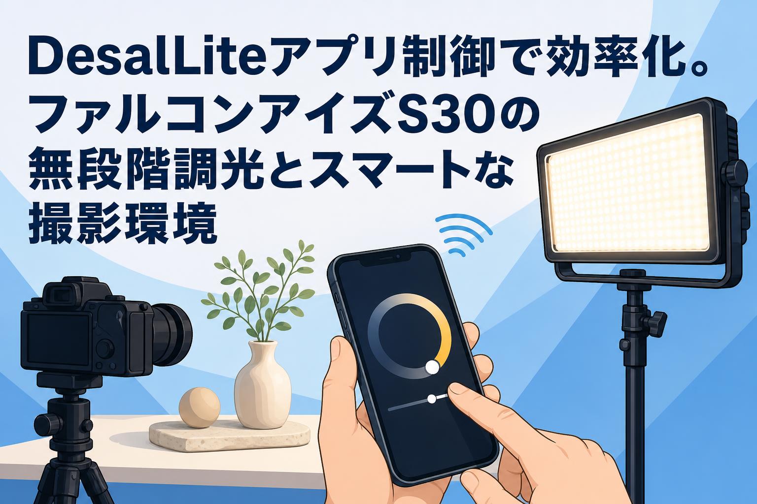 DesalLiteアプリ制御で効率化。ファルコンアイズS30の無段階調光とスマートな撮影環境
