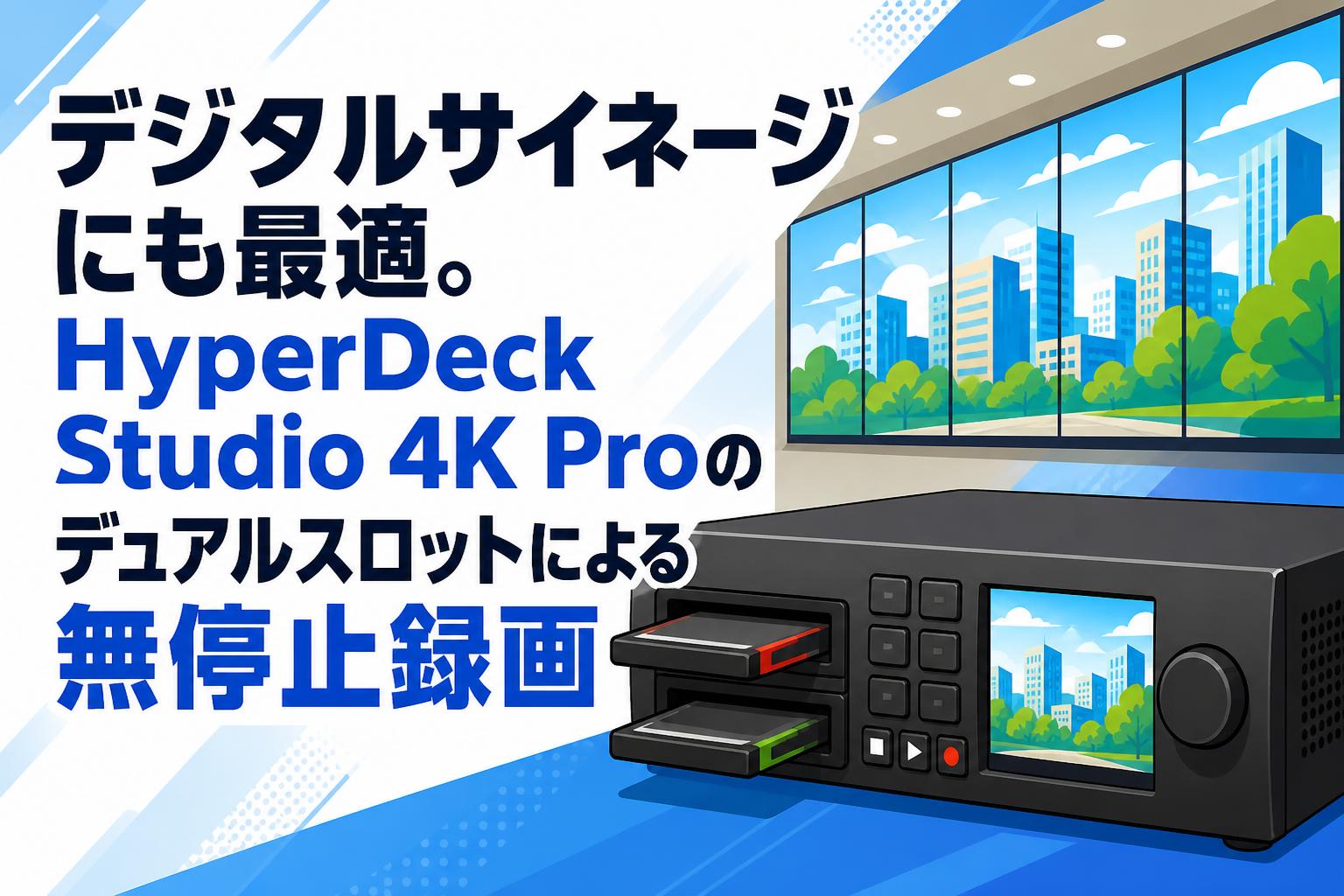 デジタルサイネージにも最適。HyperDeck Studio 4K Proのデュアルスロットによる無停止録画
