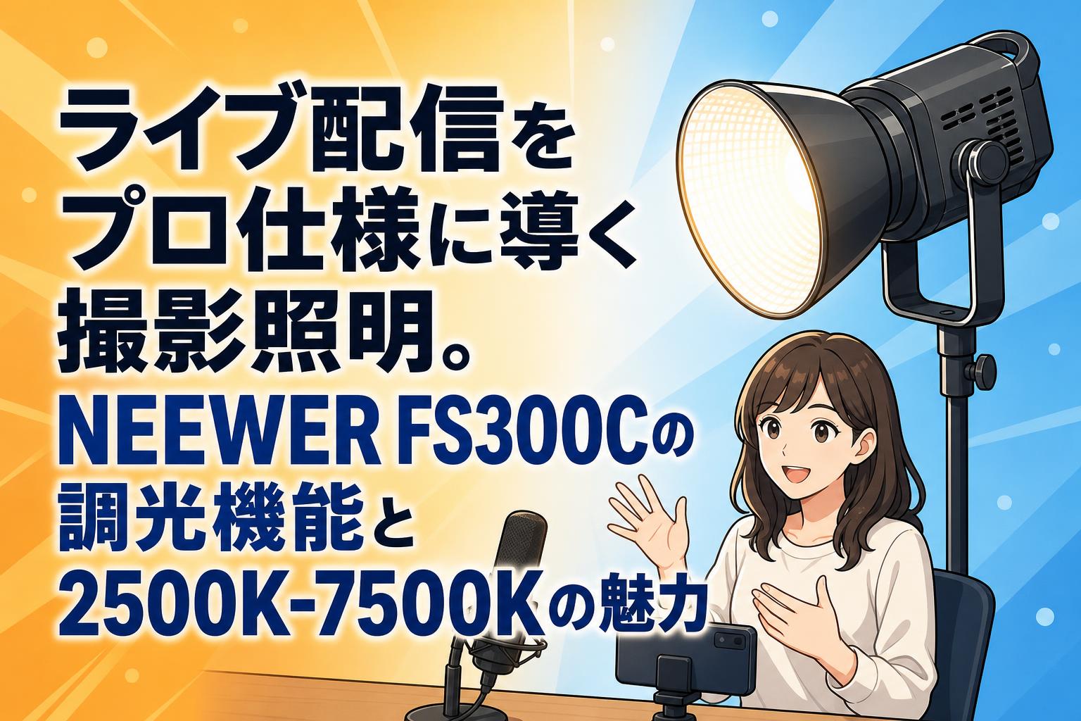 ライブ配信をプロ仕様に導く撮影照明。NEEWER FS300Cの調光機能と2500K-7500Kの魅力